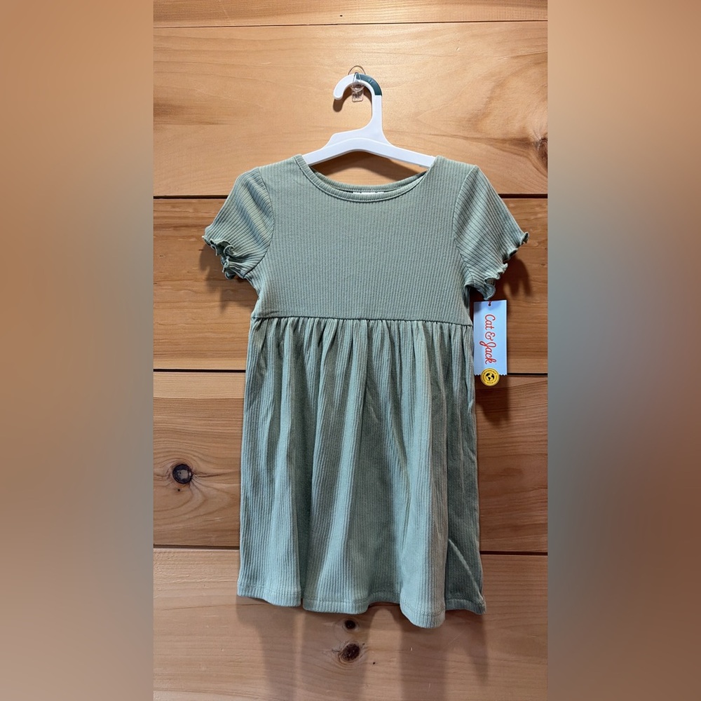 Cat & Jack Olive Ribbed Kids Dress